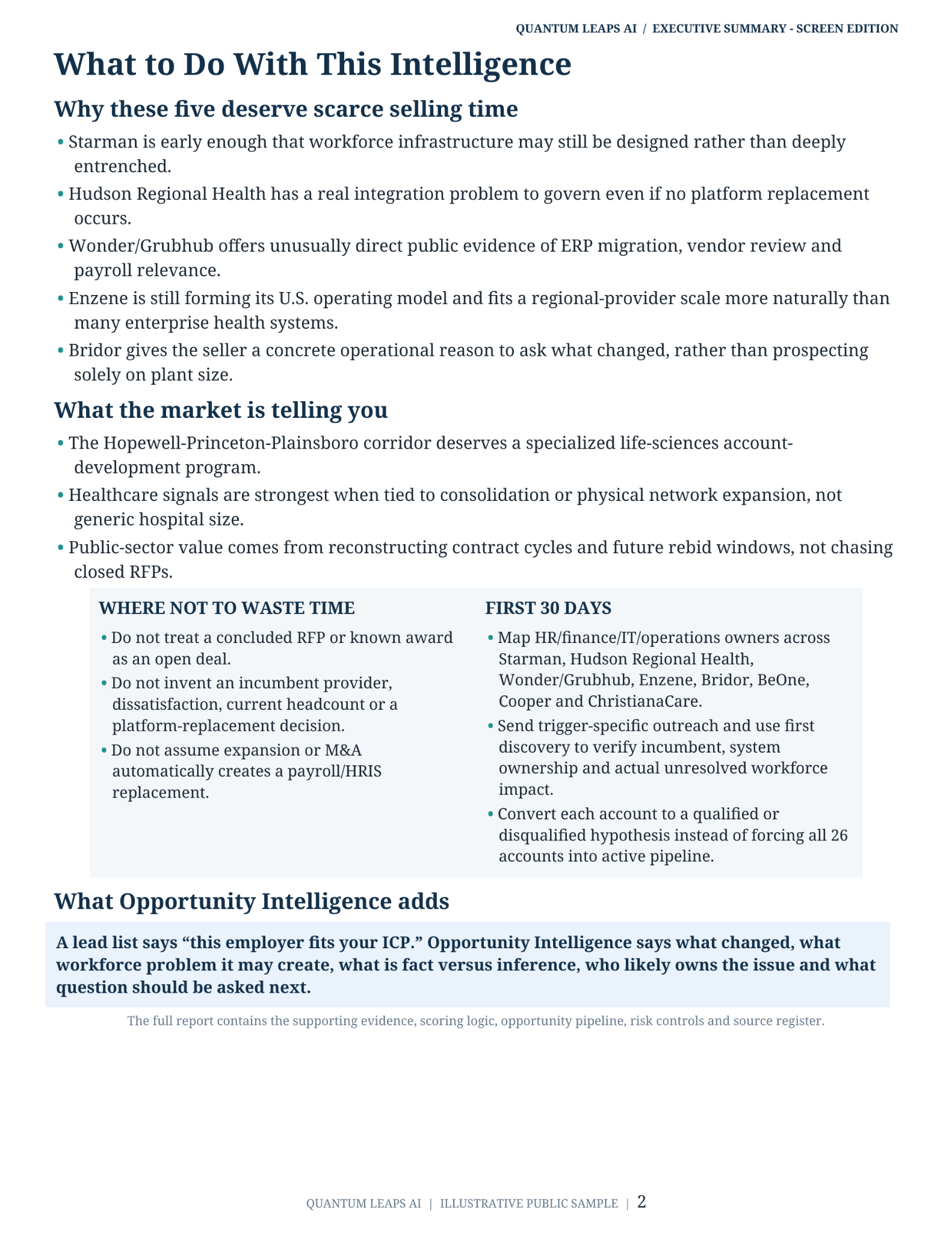 Payroll & Workforce Management Opportunity Intelligence executive summary page 2