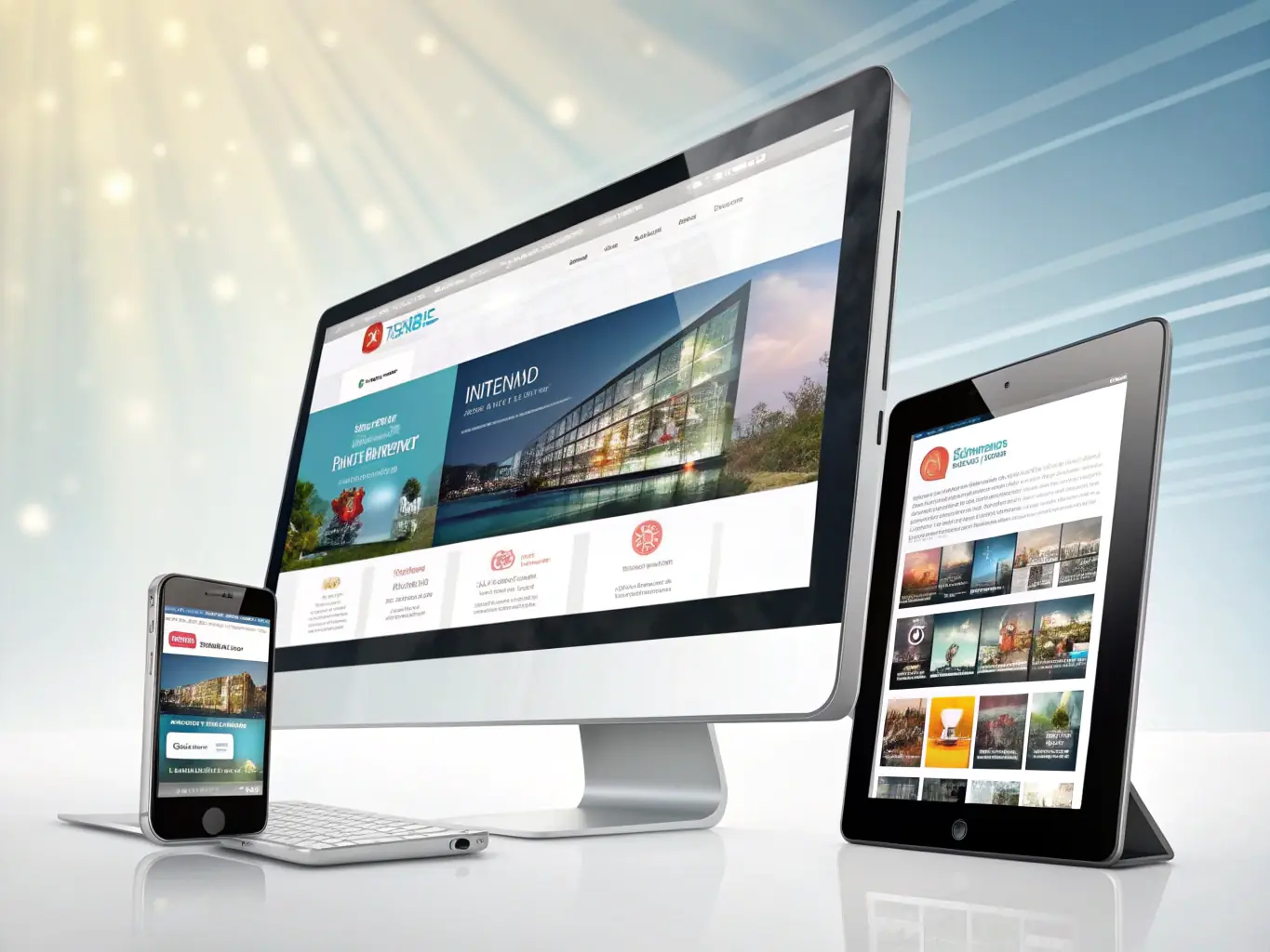 A modern, responsive website design showcasing a clean and intuitive user interface, highlighting Quantum Leaps AI's expertise in website development for SMBs, with a focus on user experience and conversion optimization.
